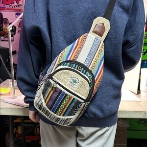Himalayan Hemp Convertible Boho Tribal Stripe Sling Bag